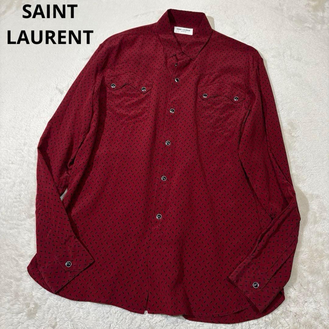 《美品》登坂広臣着用 Saint Laurent paris 総柄 シルクシャツ