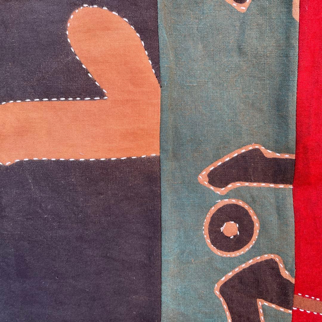 M36 のぼり旗 柿渋染め 刺し子 古布リメイク ハンドメイドバッグ 藍染