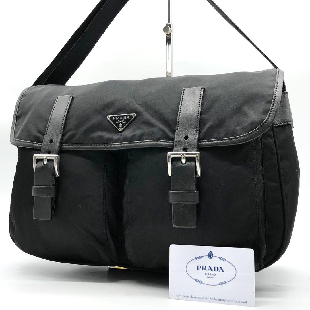 プラダ ショルダーバッグ メッセンジャー 三角ロゴ A4可能 ナイロン レザー