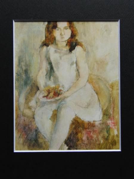 J・パスキン、果物をもつ少女、希少な額装用画集より、美品、新品額装付