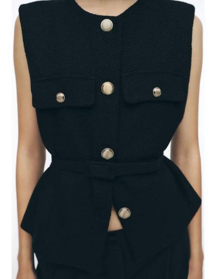 ZARA ベルトテクスチャーベスト XS - メルカリ