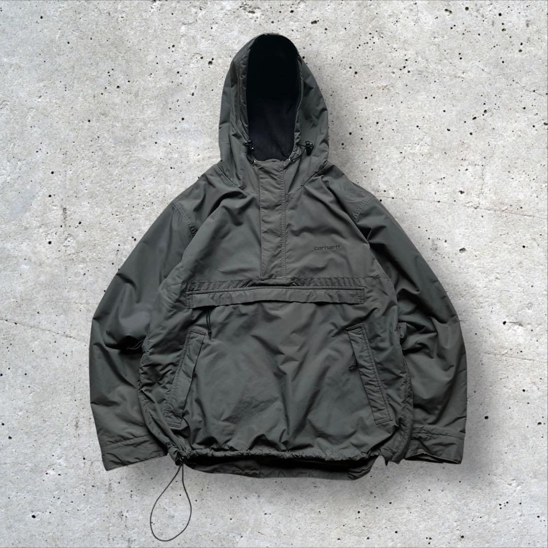 00s】carhartカーハート ハーフジップアノラックパーカー 裏地フリース