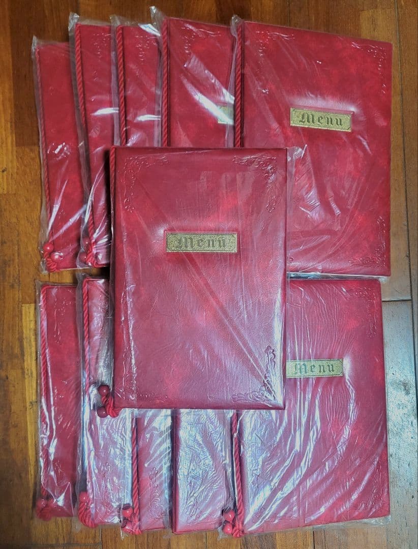 新品■メニュー表11個セット　喫茶純喫茶カフェ高級menu赤ワインレッド