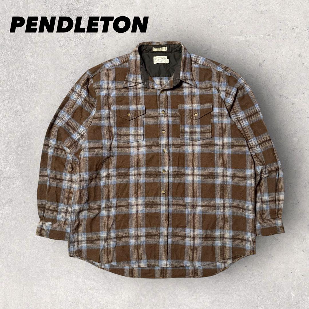 ペンドルトン】ネルシャツ チェック柄 2XL 茶色 ボードシャツ ウール b