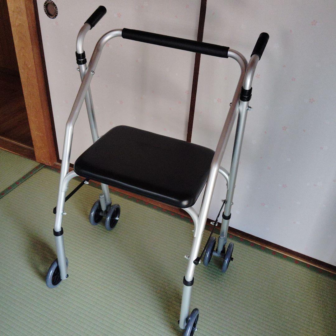 座面付き歩行器 シルバー 耐荷重100kg