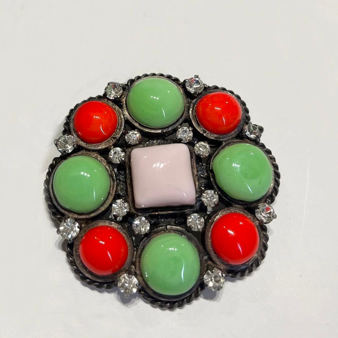 シャネル ヴィンテージ フラワー ブローチ グリーン グリポア