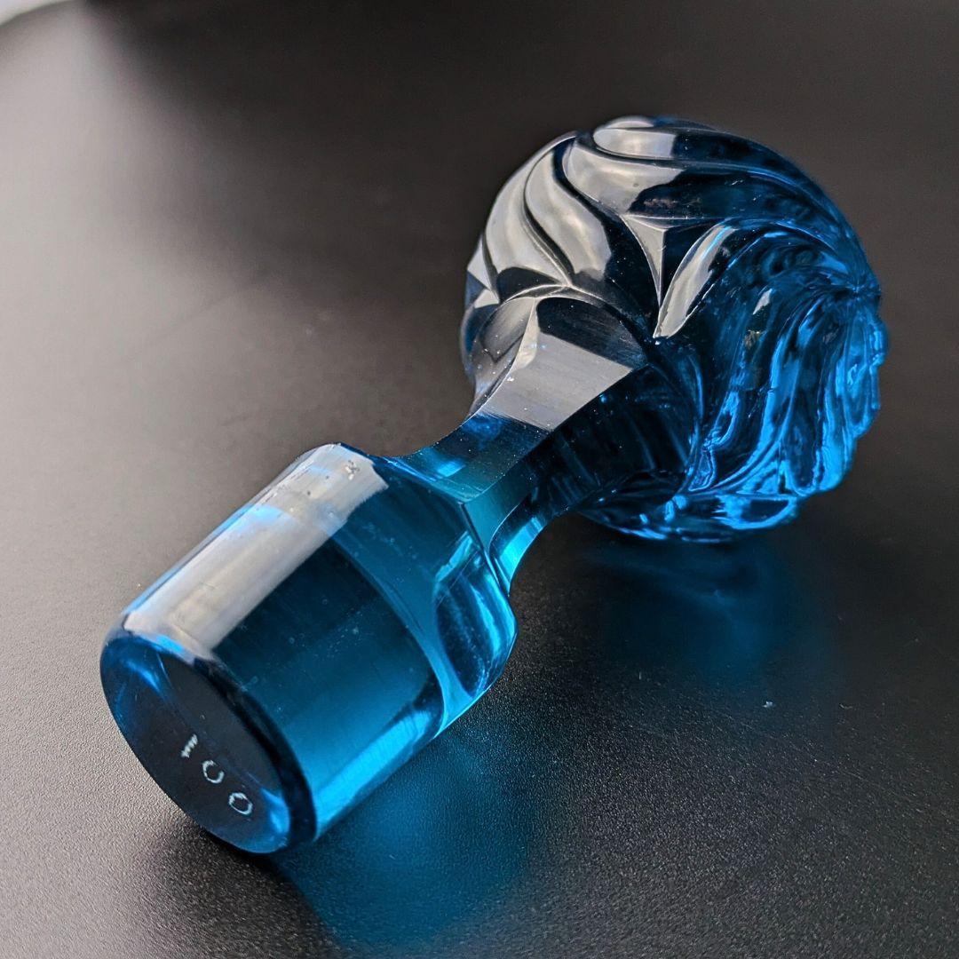 心奪われる鮮烈さ☆オールドバカラ ロザース 26㎝カラフェ 金彩 ブルー