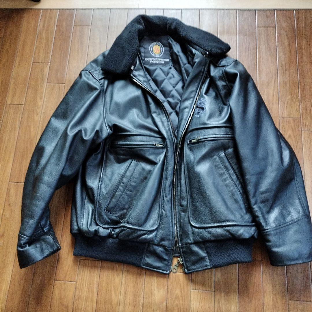黒レザーシングルライダースジャケット　サントリー山崎オリジナル