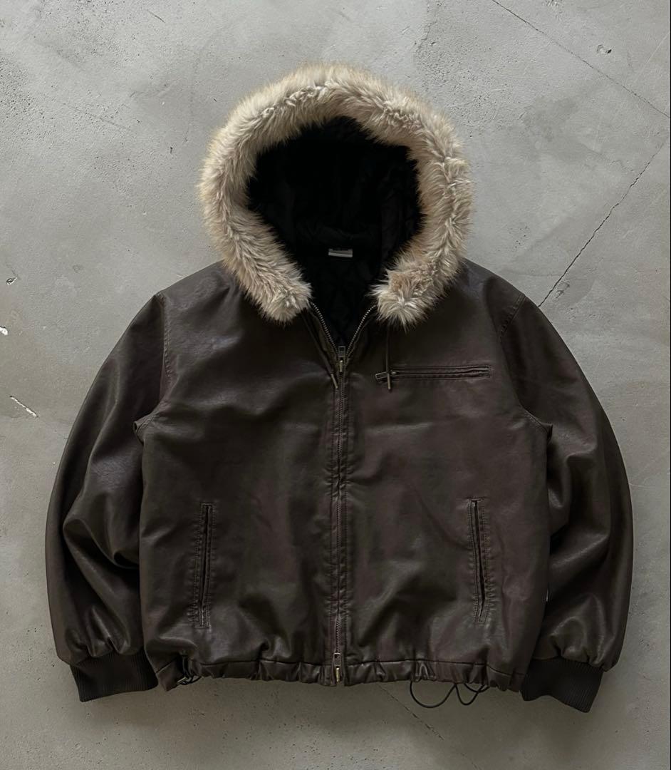 さ*し様 ドローコードダブルジップアーティフィシャル２WAYフードブルゾン