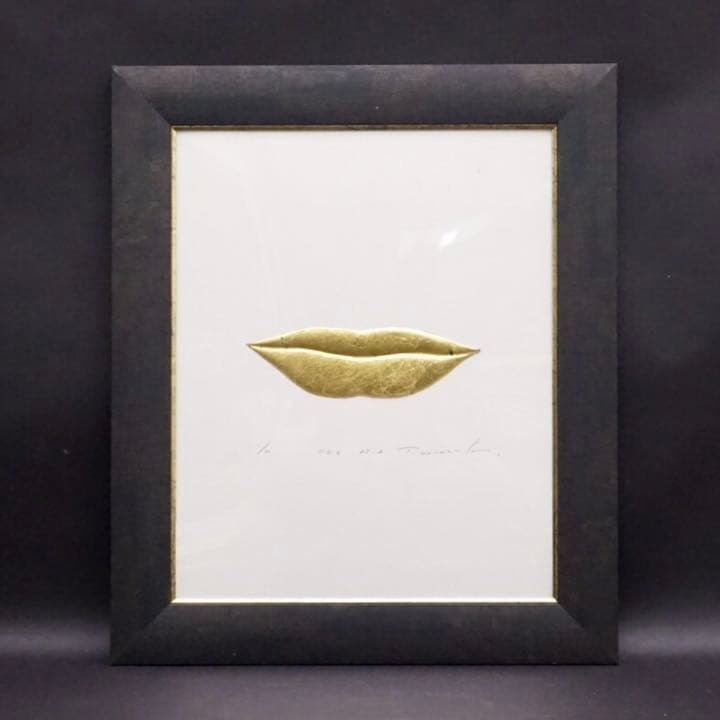 Yamamoto銘 唇 くちびる 立体 現代アート 絵画 芸術 美術 額装