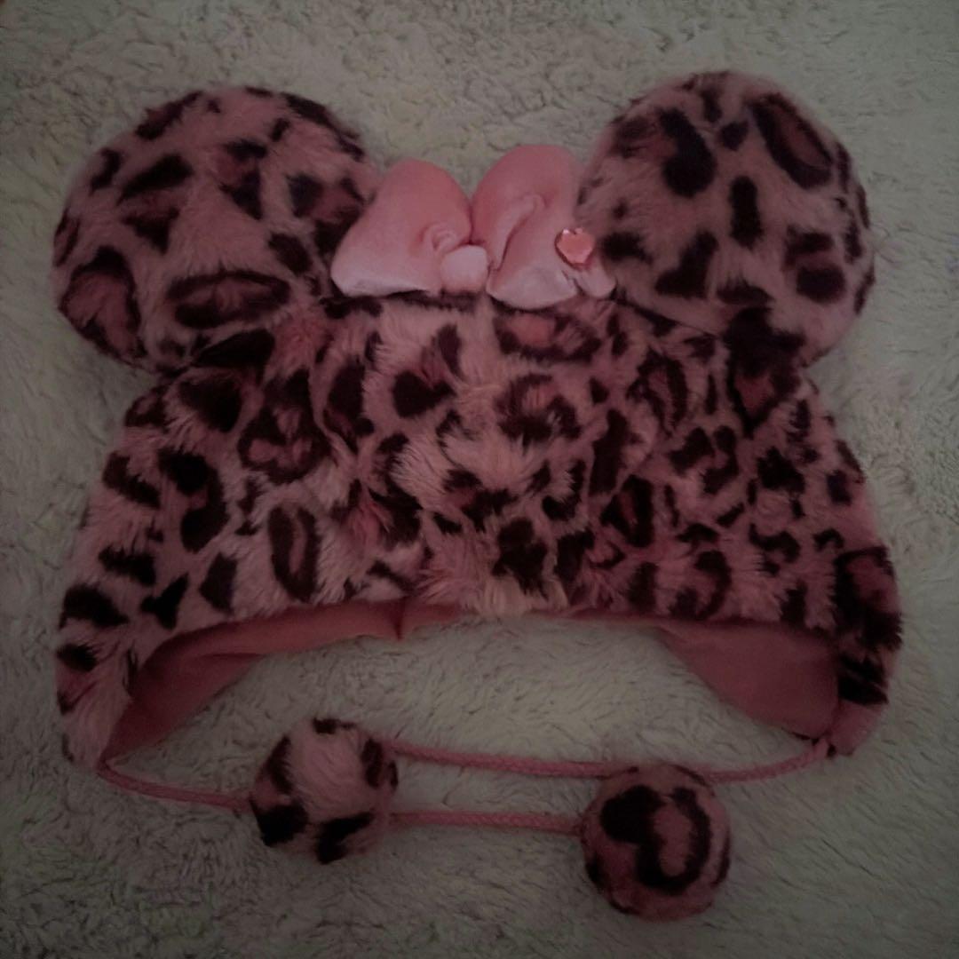 ミニーヒョウ柄ファンキャップ　ディズニー