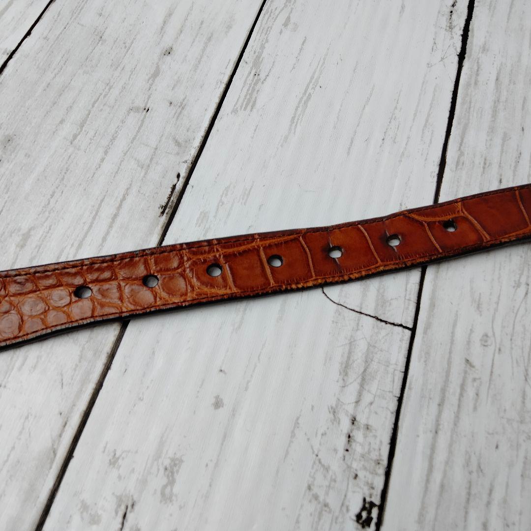 ブルネロクチネリ【クロコレザー】ベルト ブラウン系 極上レザー