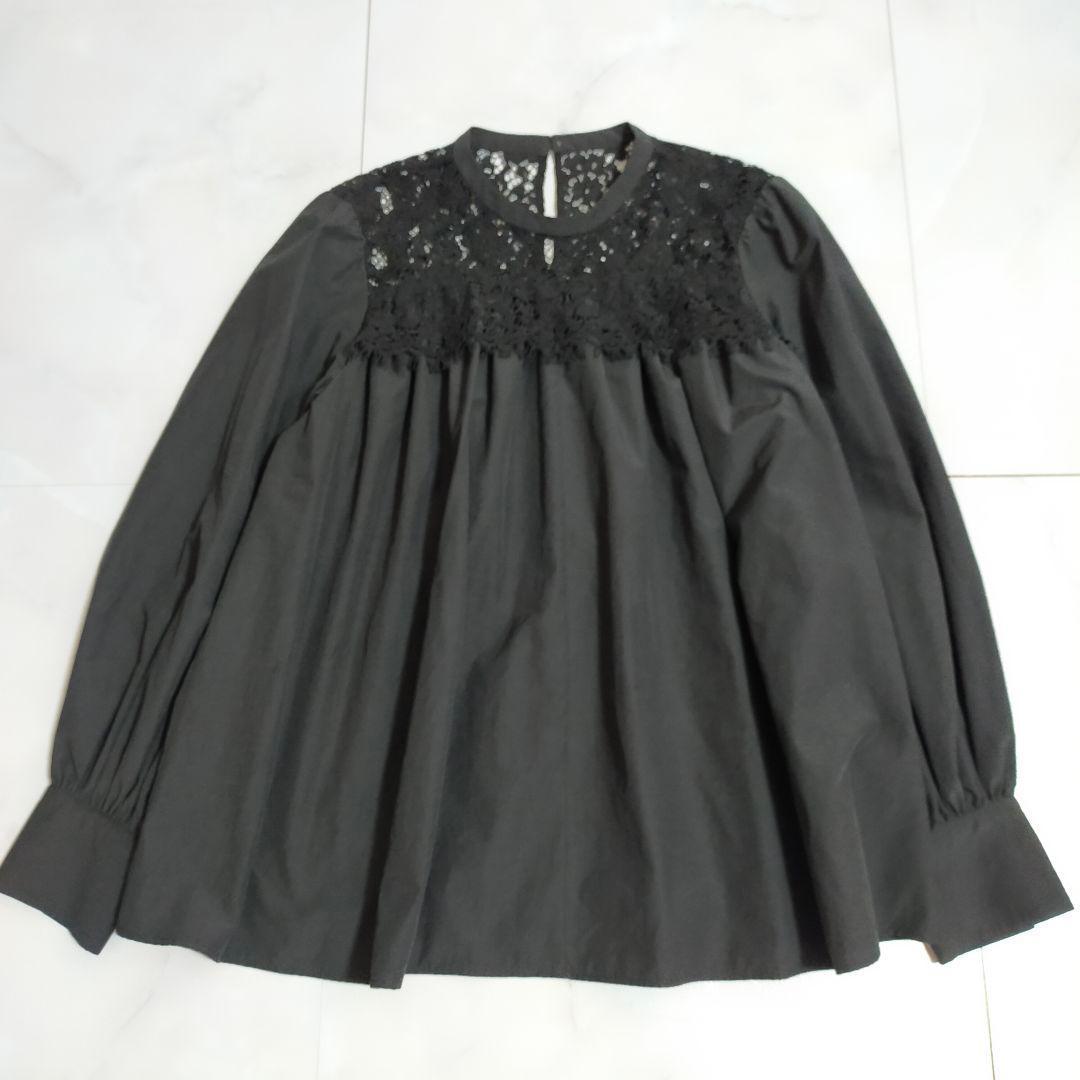 24SS✨ガリャルダガランテ レースドッキングブラウス　デート　上品　ブラック
