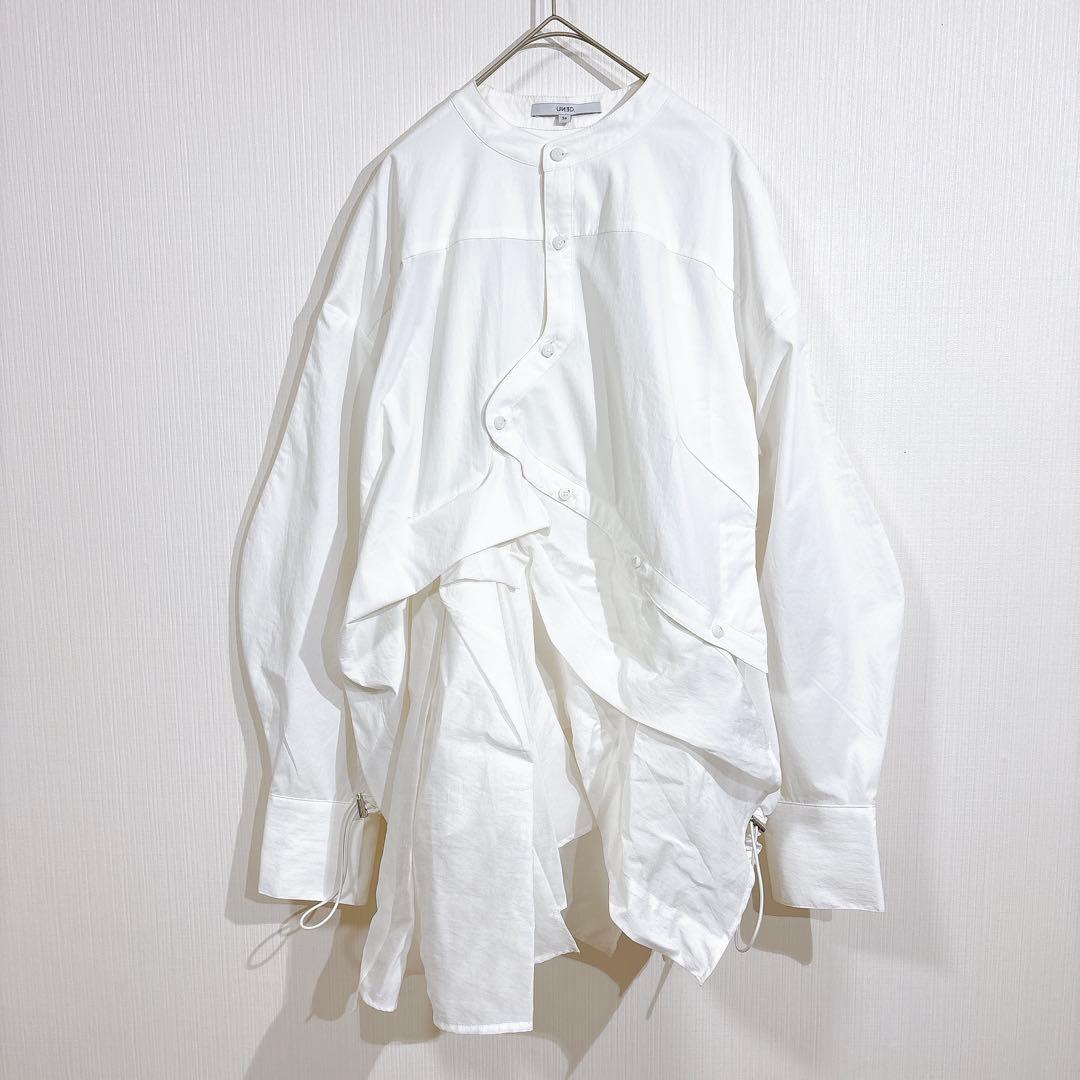 UN3D. アンスリード　パターンミックスシャツ　アシンメトリー　ホワイトシャツ