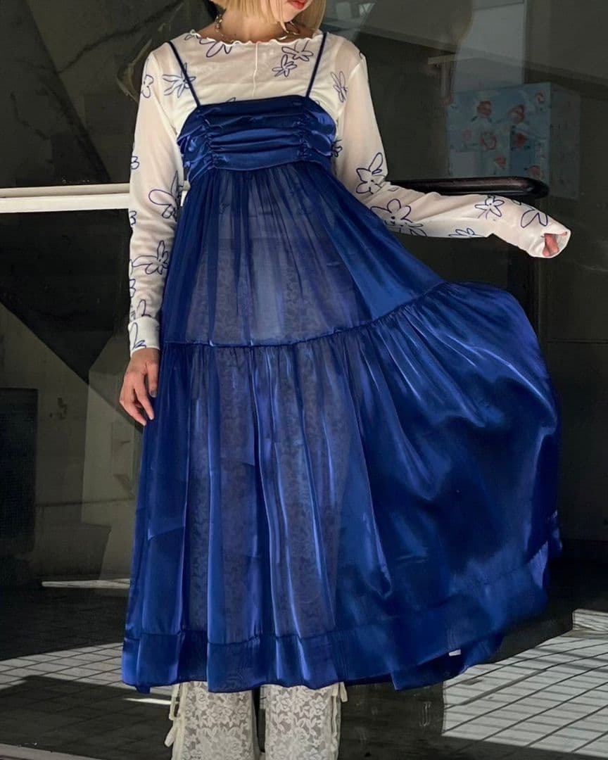 poppy オーガンジーキャミドレス(ネイビー) あさぎーにょ - メルカリ