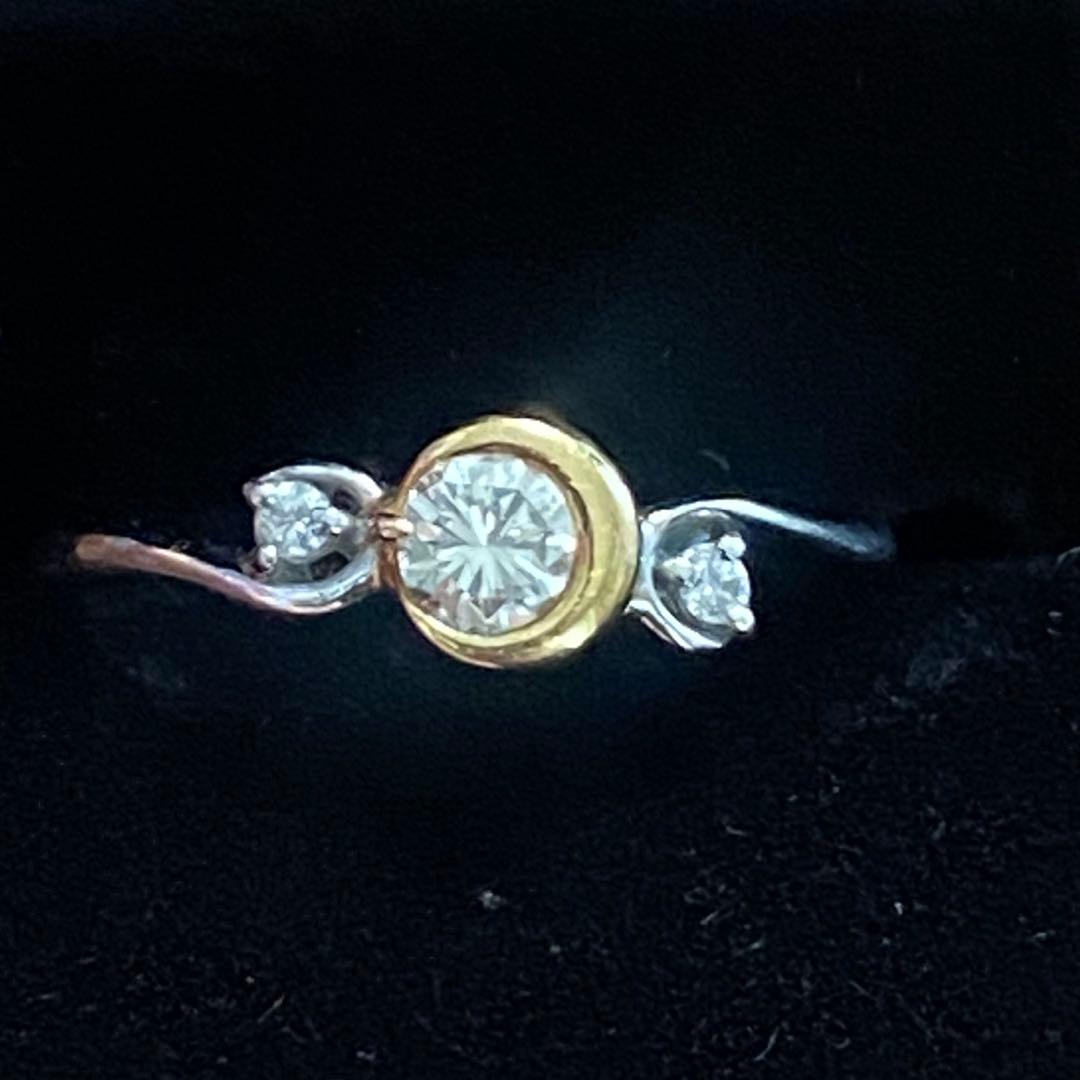 ダイヤモンドリング　Pt900 K18 ムーンデザイン✨