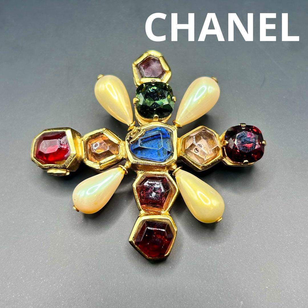 【激レア】シャネル ブローチ グリポア ゴールド ココ ビジュー カラーストーン