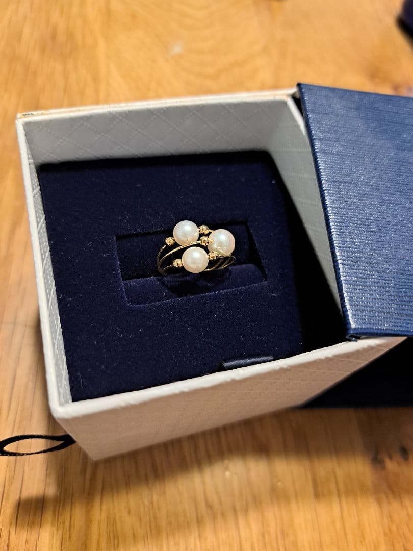 金18K淡水パールリング「フリーサイズ」 総重量　1.6g