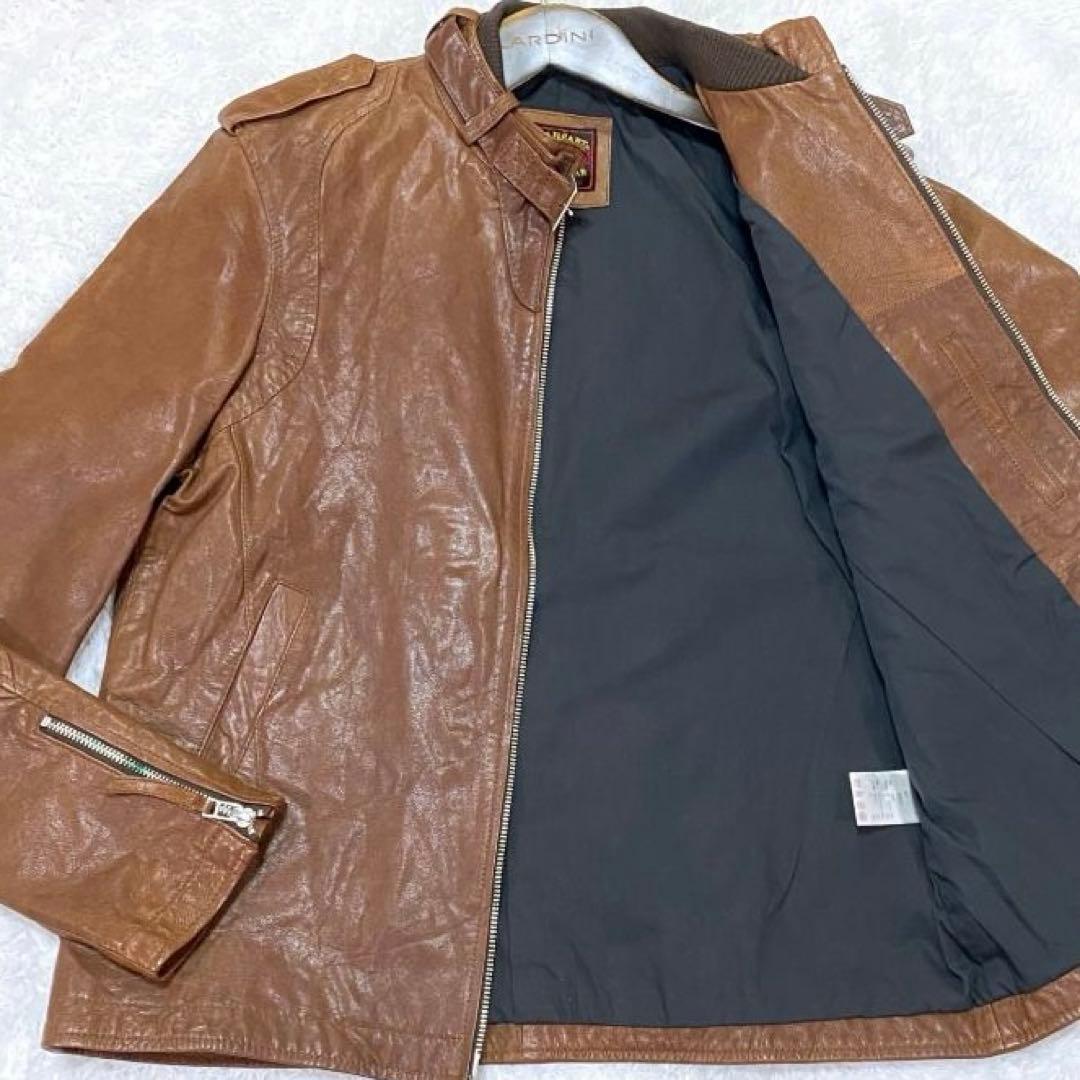 BEAMS HEART ビームス ブラウン シングルライダース ヤギ革 L