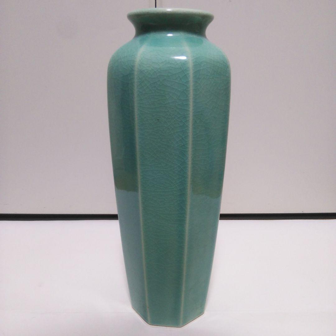 白沢窯 青緑色 竹模様 陶器花瓶 箱付き 花入 華道具 - メルカリ