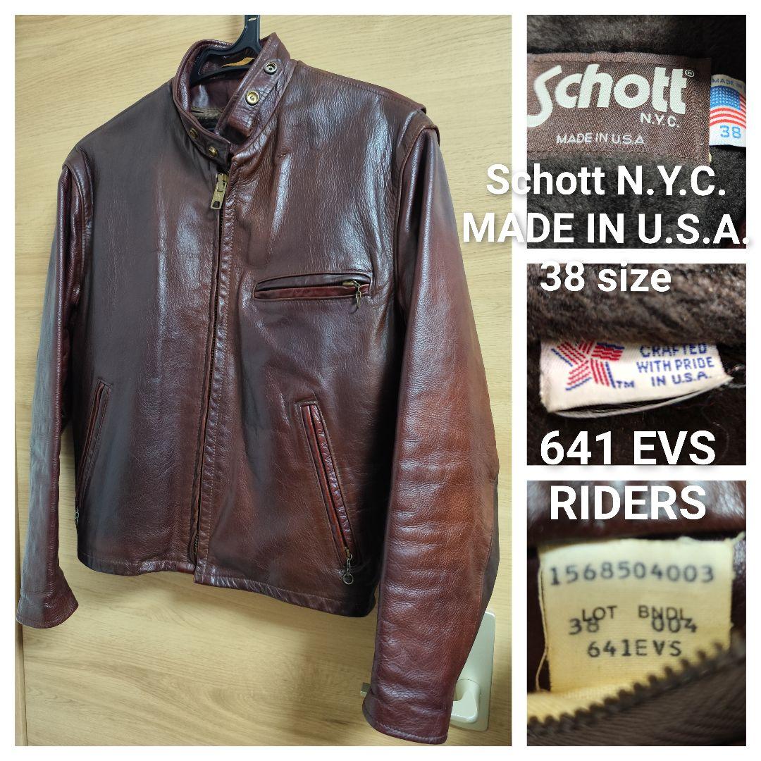 こ*ん様 ショット 38 M L 641 シングルライダース レザージャケット Schott（ショット）#641 シングルライダース ジャケット 3POCKETS 詰襟