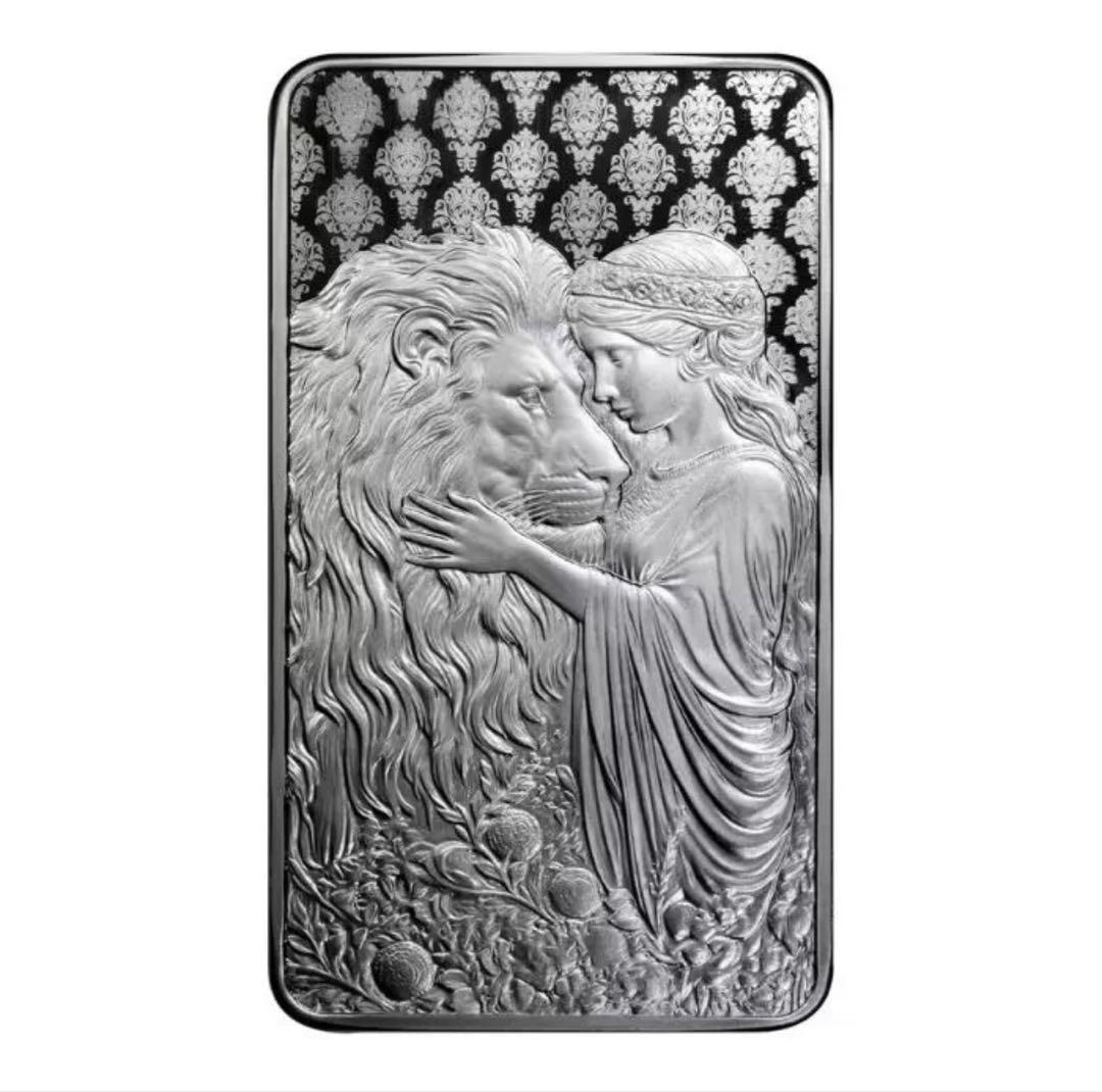 2024年 アメリカ「ウナとライオン」純銀 1オンス バー 純銀99 9% 「ウナとライオン」2024年 銀の延べ板 縦型 1オンス（31 1g