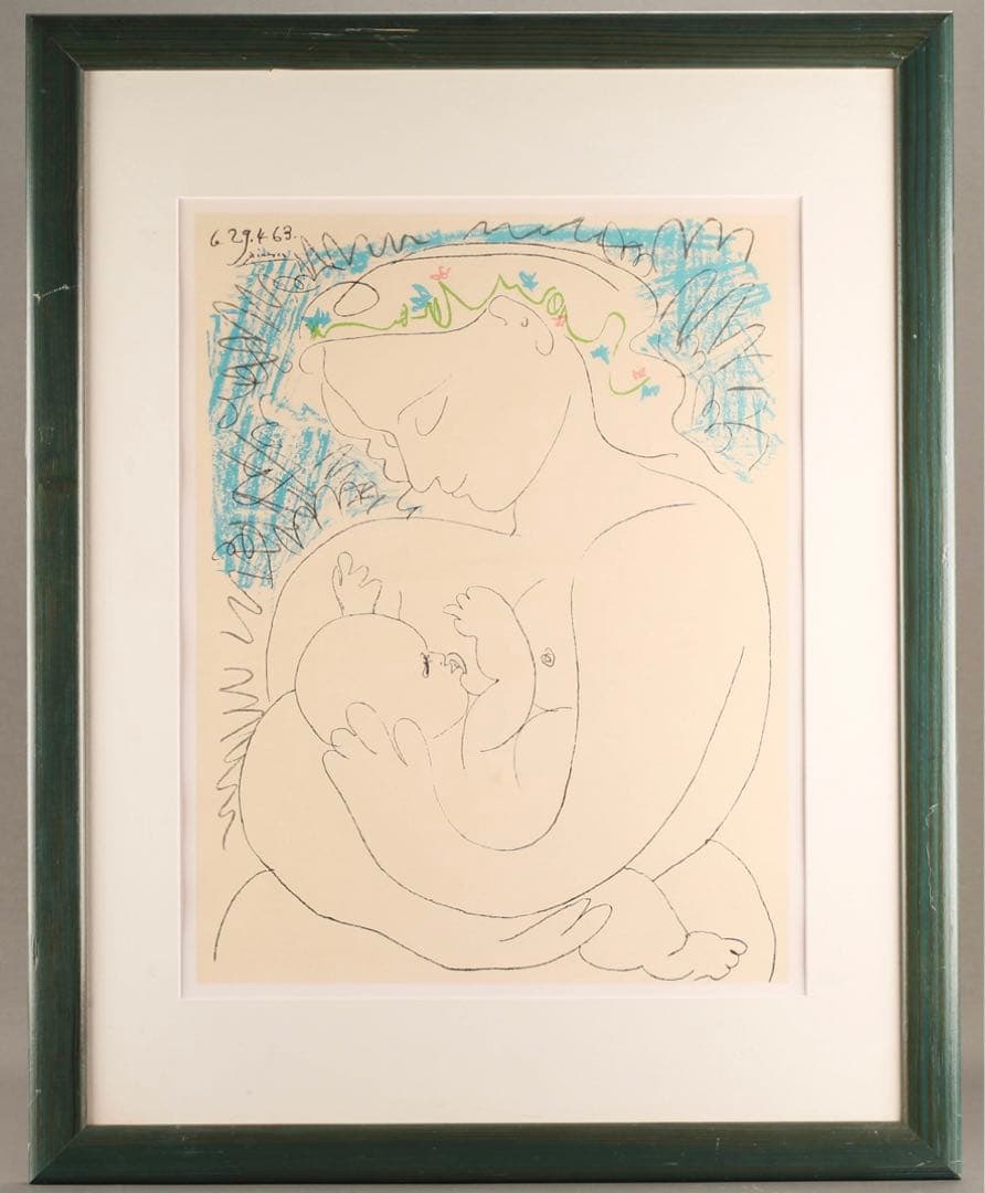 【極レア】パブロ・ピカソ 「母と子」出産祝い パブロ ピカソ「母と子」額縁4色選択可能 作品証明書 展示用フック