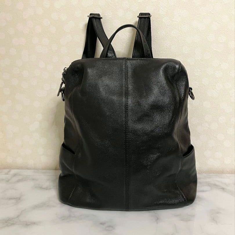 ✿本革2Wayリュック トートバッグ　ブラック✿