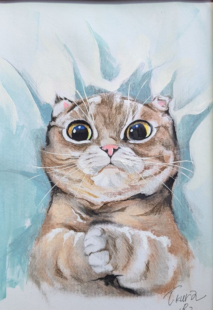 猫 原画 絵画 イラスト ペット 芸術 現代アート ねこ ネコ - メルカリ