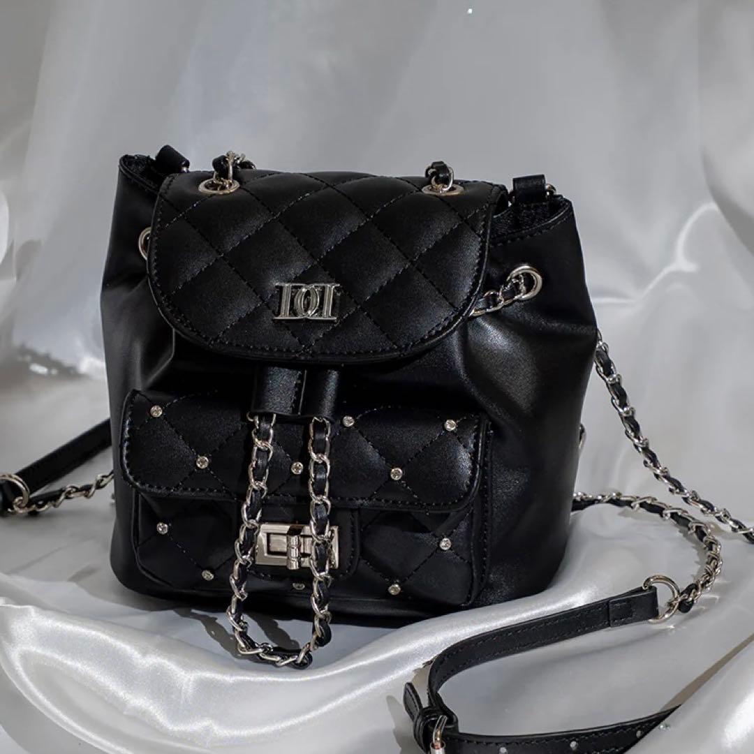 キルティングビジューミニリュック　ブラック　ダーリッチ　Darich