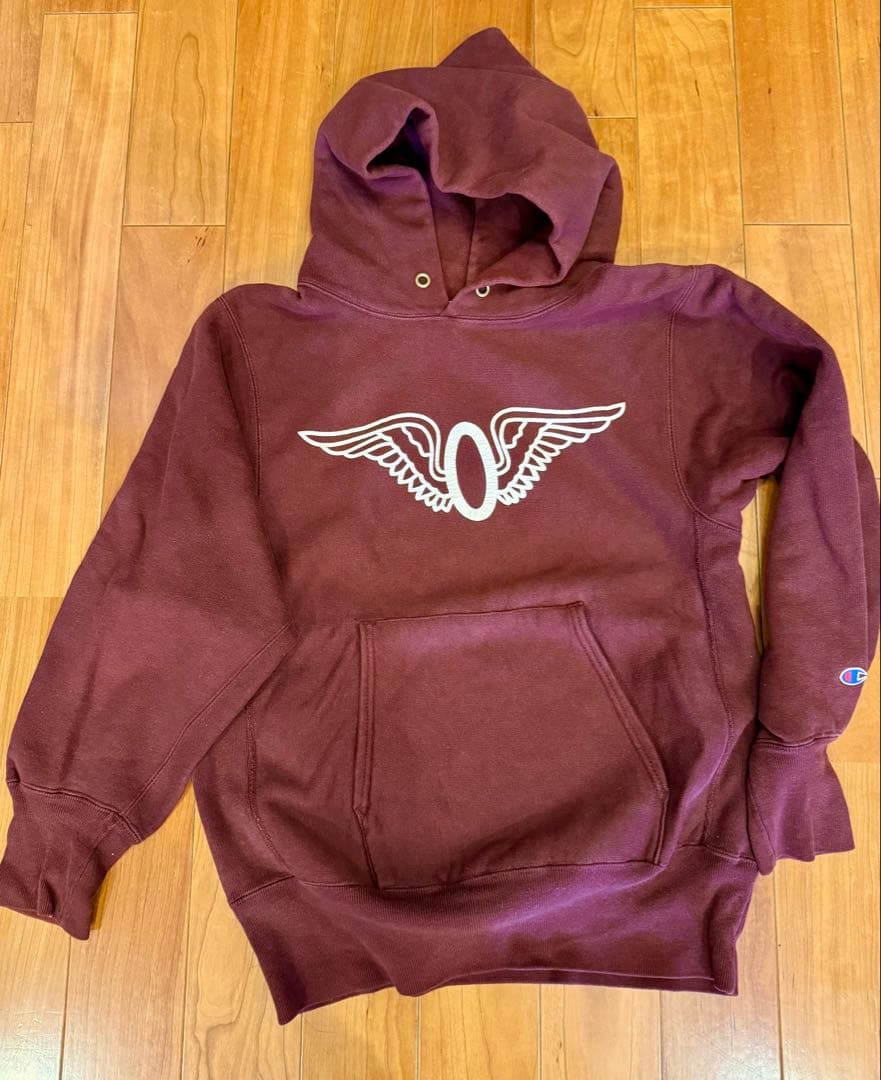 値下げ交渉可　Champion リバースウィーブ パーカー 翼プリント 90's