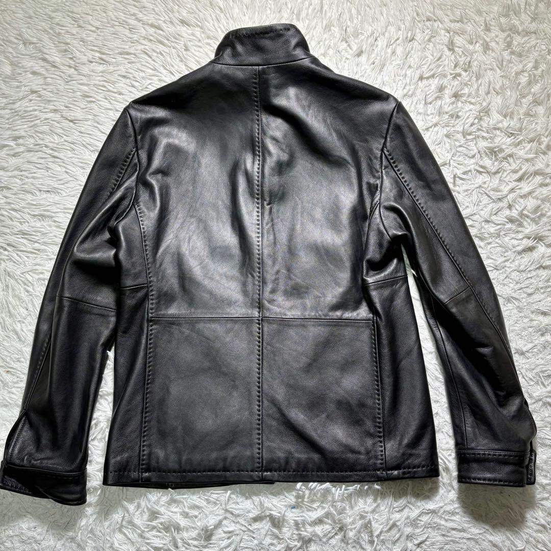 極美品】MEN'S BIGI シングルライダースジャケット レザー 羊 黒 M
