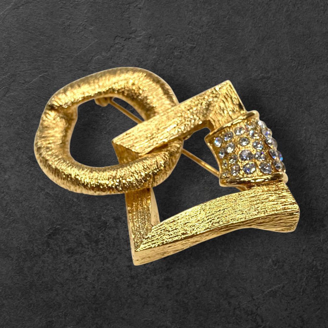 vintage YSL イヴサンローラン ブローチ ストーン ゴールド 146