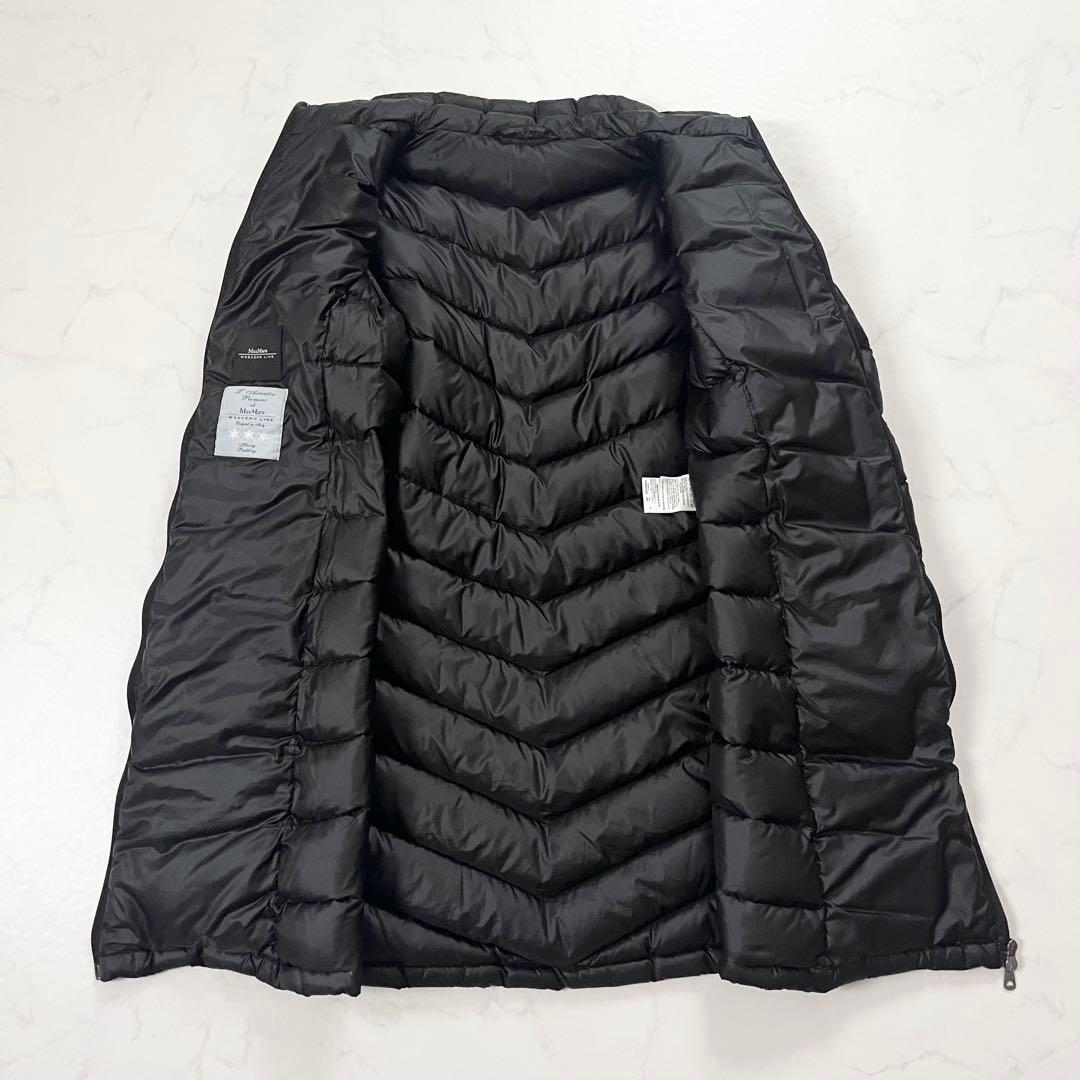 大きいサイズ マックスマーラ ロングダウンコート ベルト 黒 ダブル