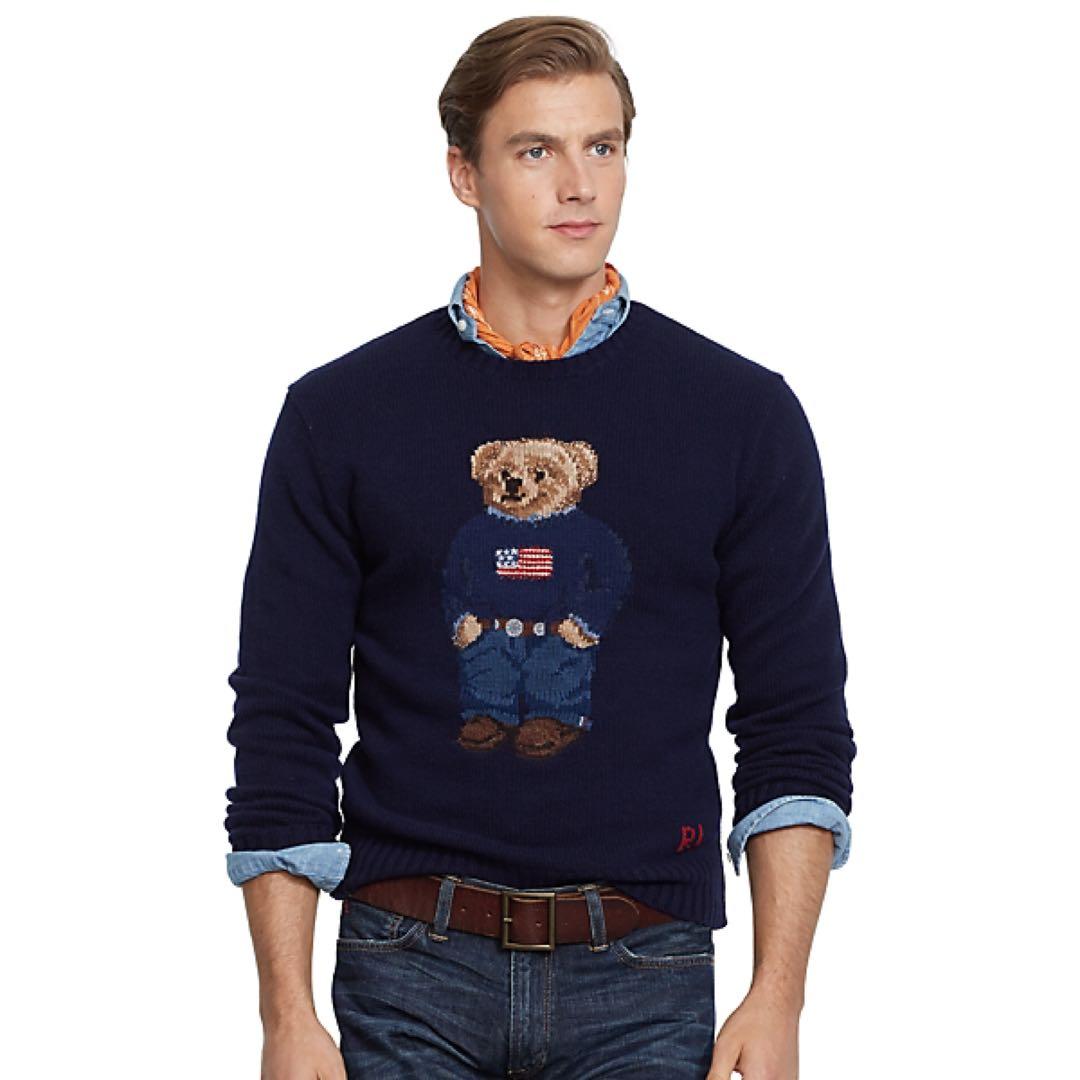 正規品】POLOラルフローレン ポロベアニット セーター ネイビー - メルカリ