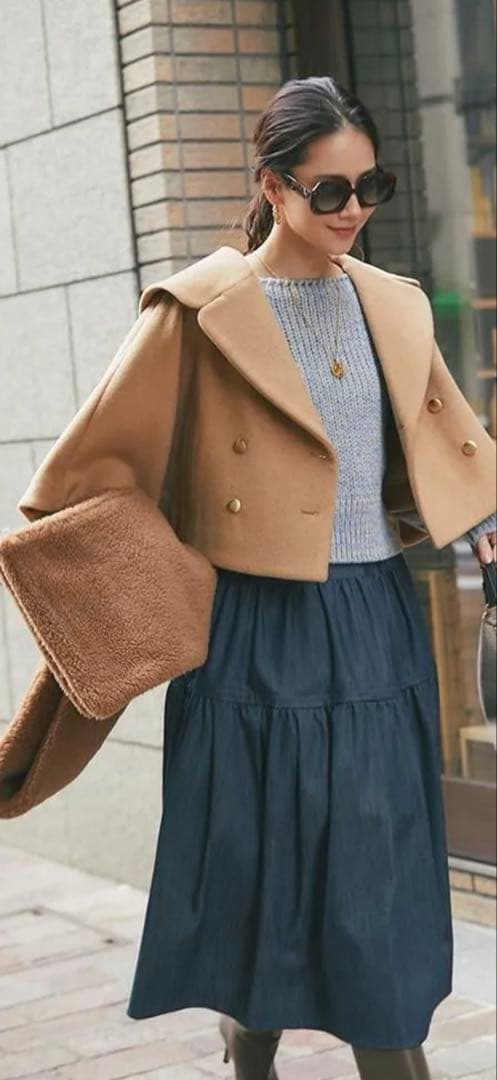 セブンテン　ダブルブレストショートコート(キャメル)【新品未使用】