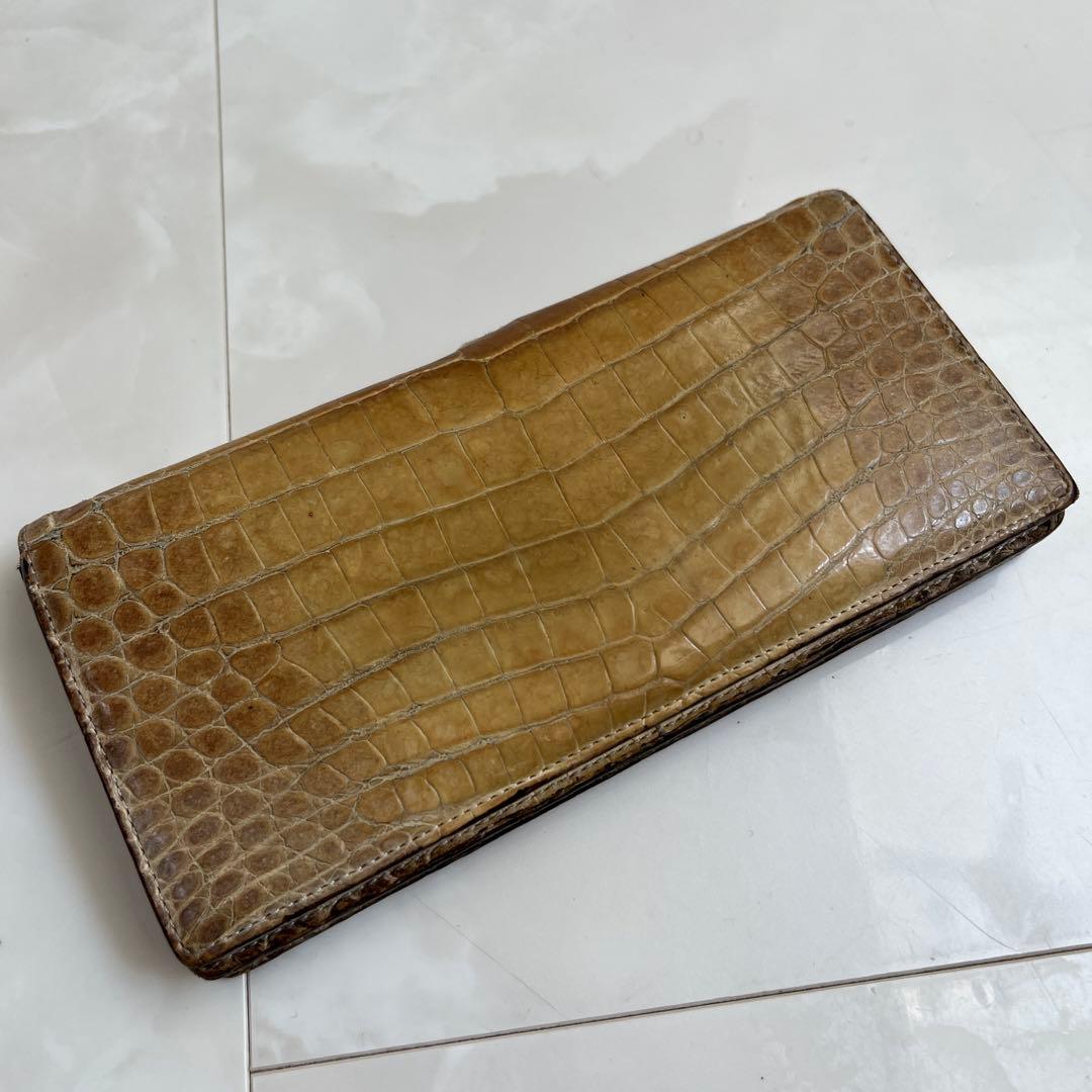 （定価110000円）ヒマラヤ クロコダイル 本革 長財布 希少 高価 ワニ
