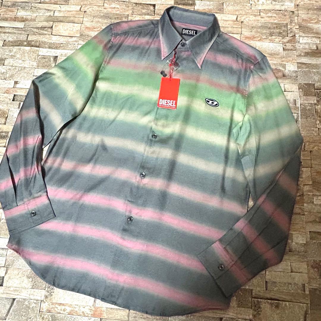 【新品】DIESEL／オーバルD刺繍ロゴパッチ グラデーションシャツ M