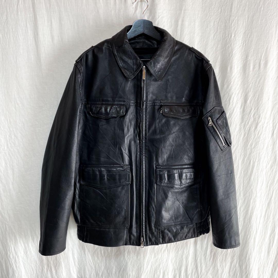 良品 ドイツ ポリスマン レザージャケット 54 ライダース モーターサイクル ドイツ警察 ポリスマン レザージャケット L〜XL ライダース モーター