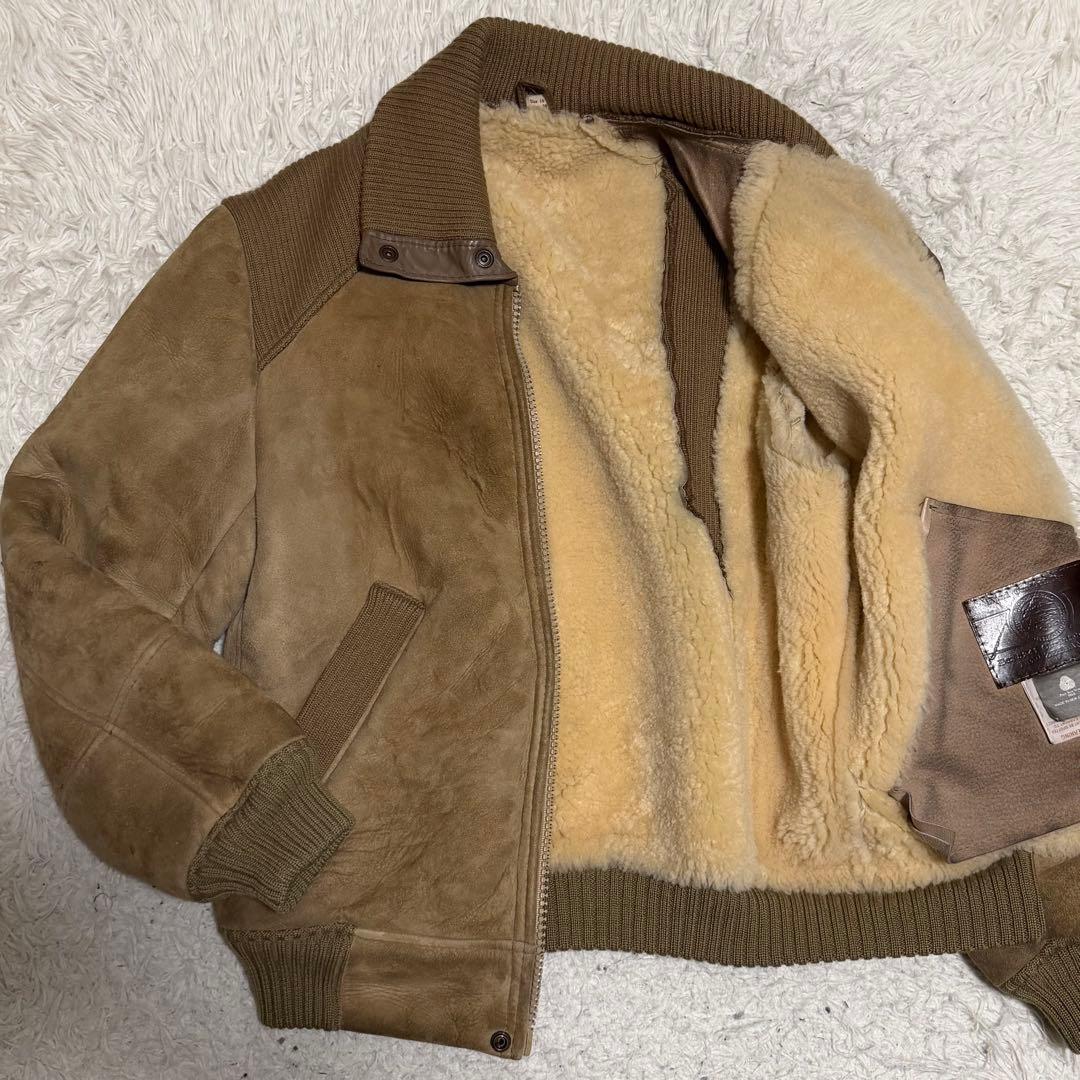 極美品Lサイズ相当　リアルムートンジャケット　ボンバージャケット　ボア裏地