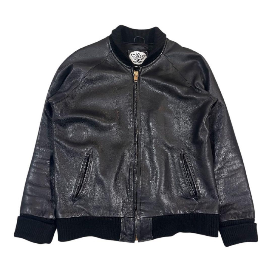 63Leathers 牛革 レザージャケット ブラック XXL 本革 メンズ