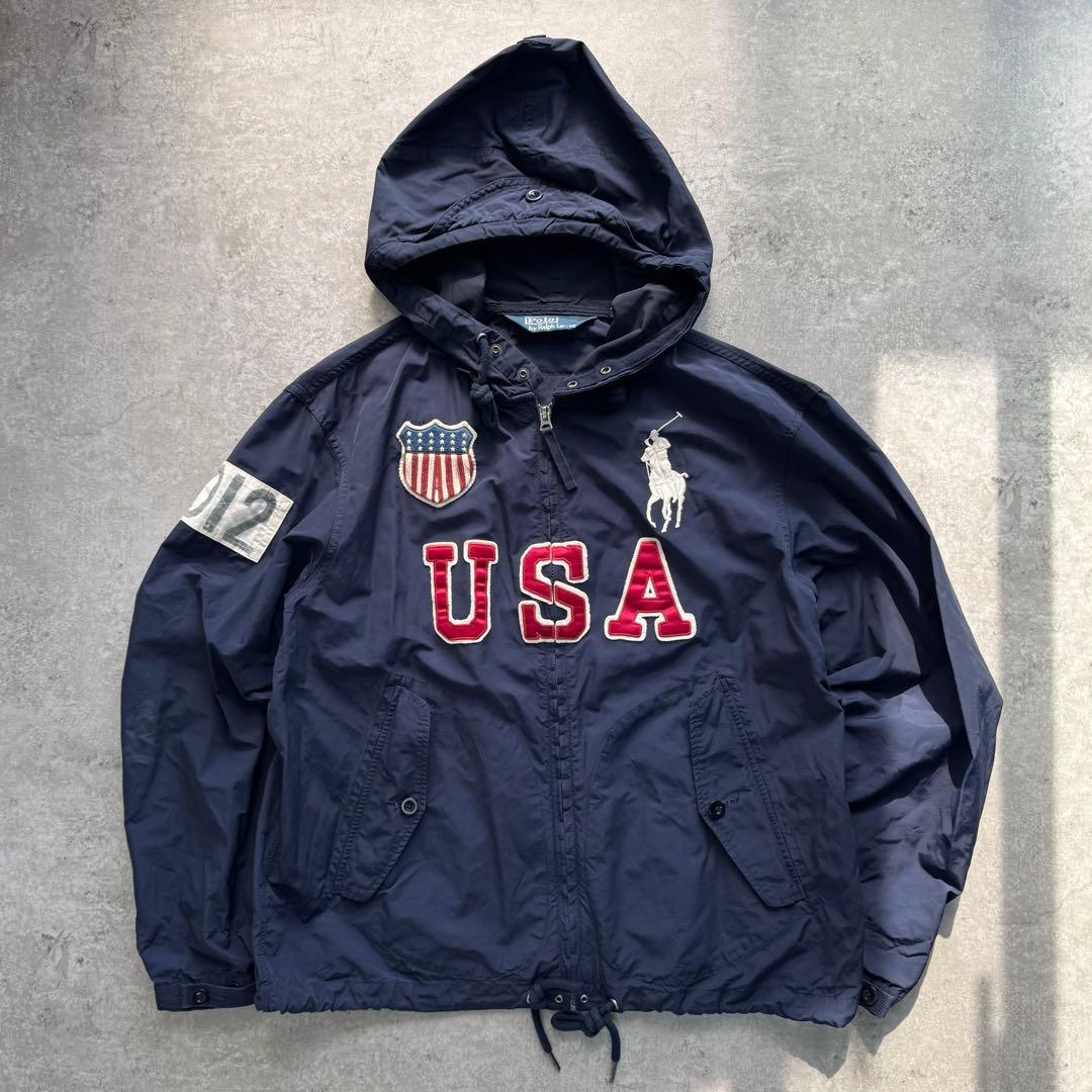 希少サイズ XL ポロバイラルフローレン ナイロンパーカー ネイビー 星条旗