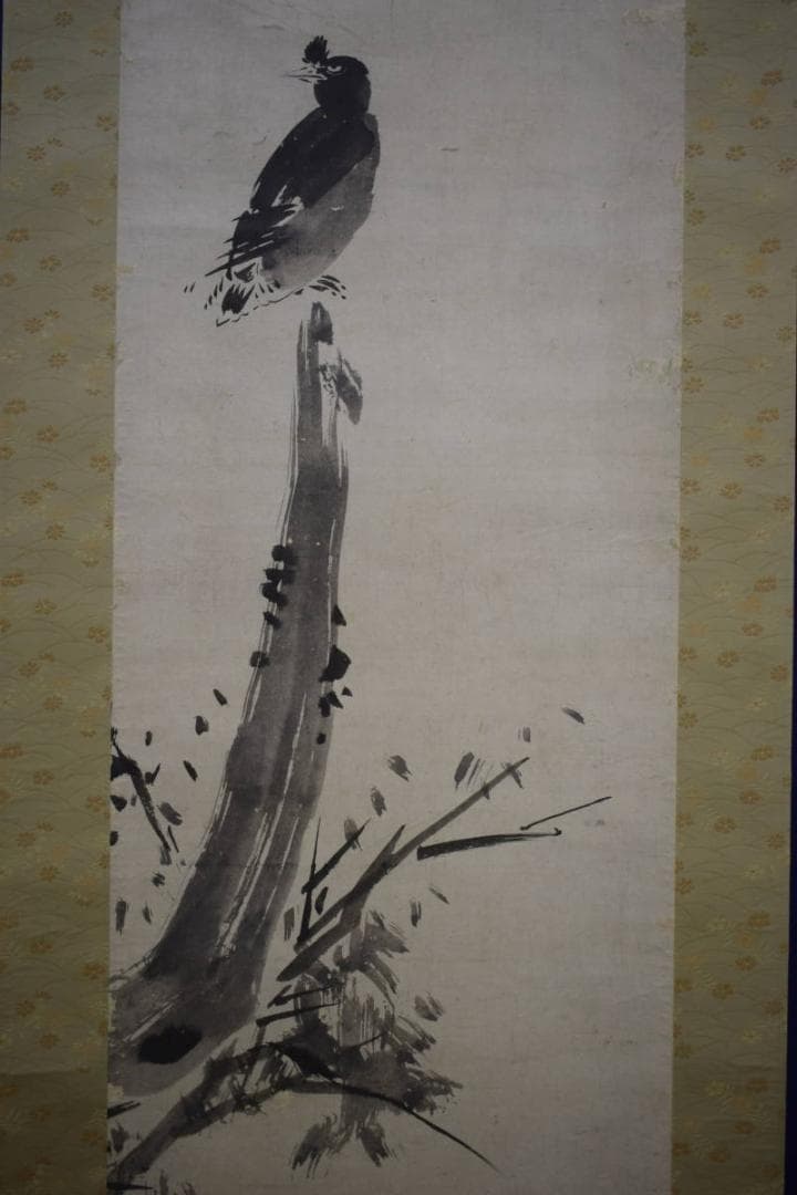 模写/雪舟等楊/叭々鳥図/小禽/花鳥/漆箱付/布袋屋掛軸HI-487 - メルカリ