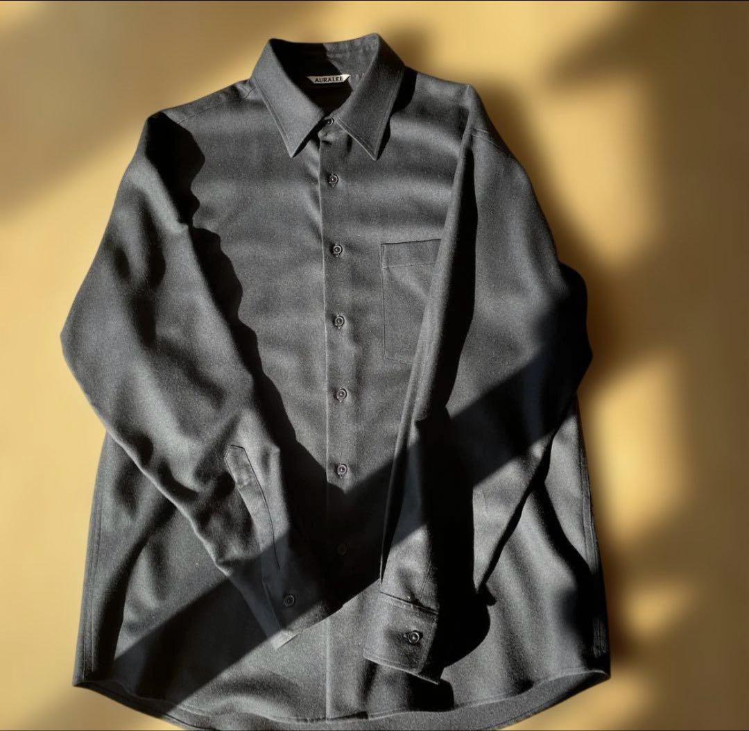AURALEE ウールシャツ ブラック サイズ3 日本製 オーラリー