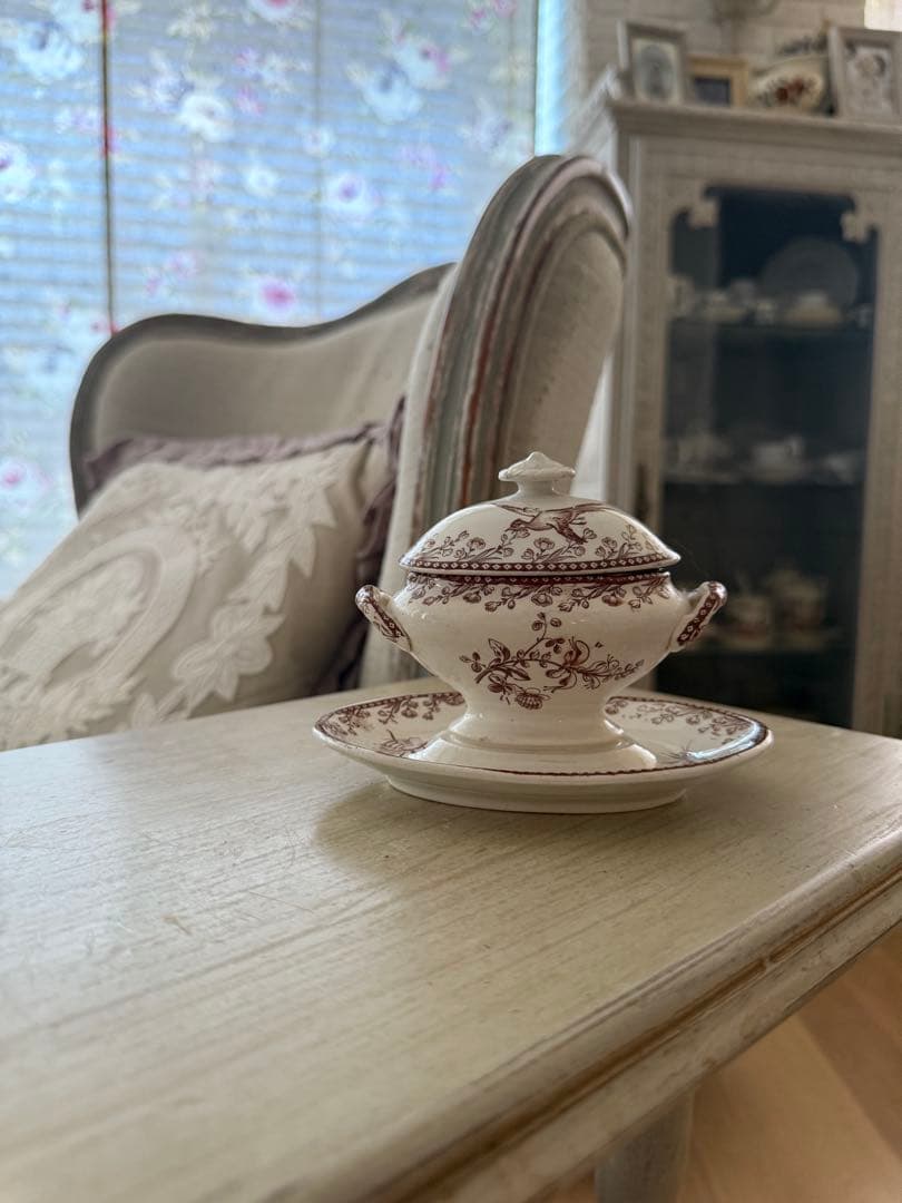 F.F PEXONNE小鳥とお花柄小さなムタディエマスタード入れ