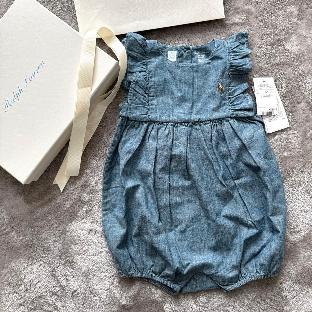 【新品】【女の子】ラルフローレン　ロンパース　ショートオール　デニム風　75