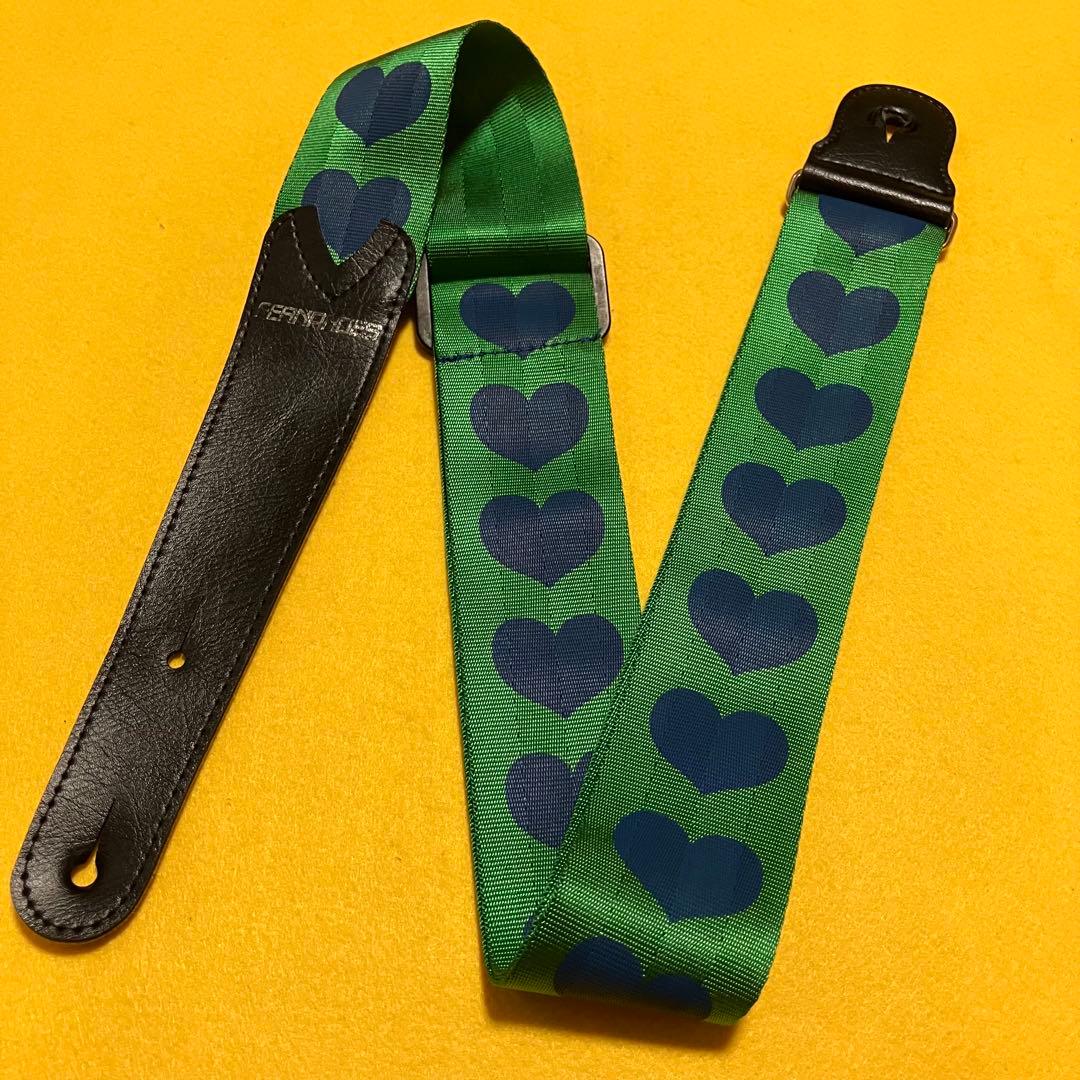 FERNANDES hide グリーンハート ギターストラップ イエローハート