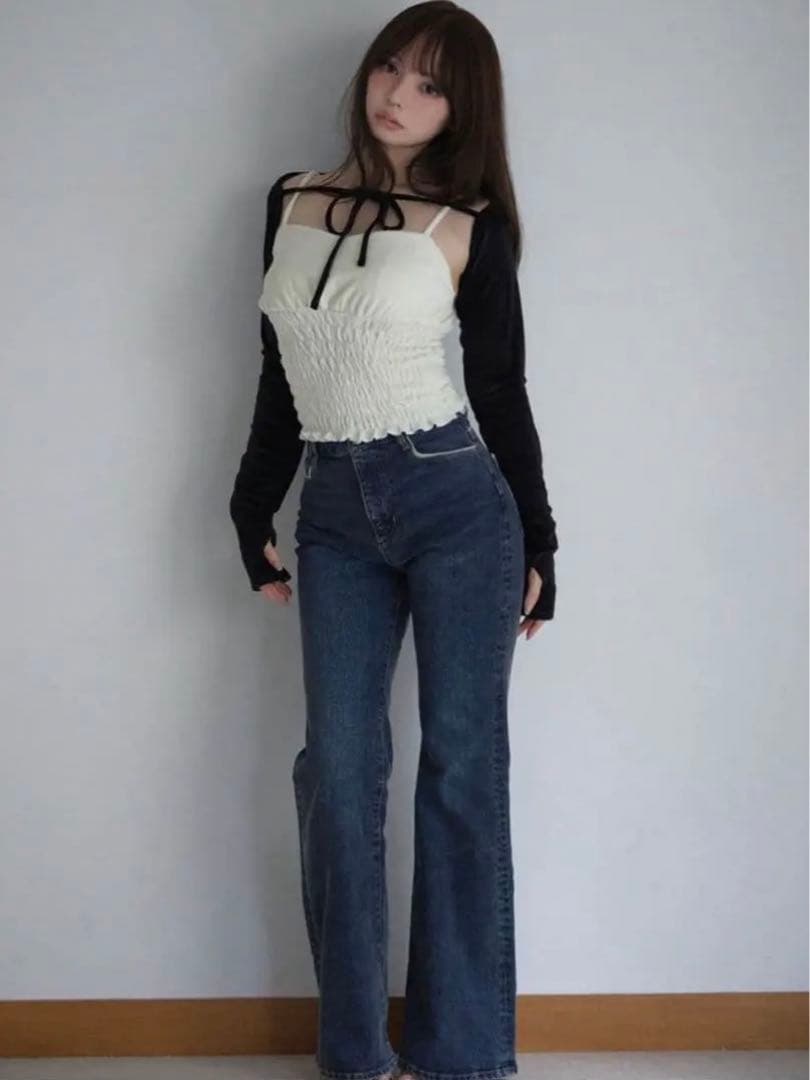 パンツ andmary Heart stitch denim