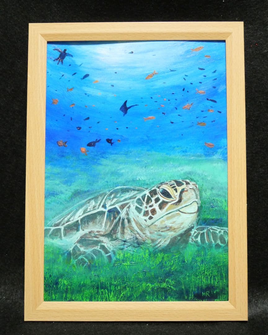 油絵 絵画 【海森のウミガメ】