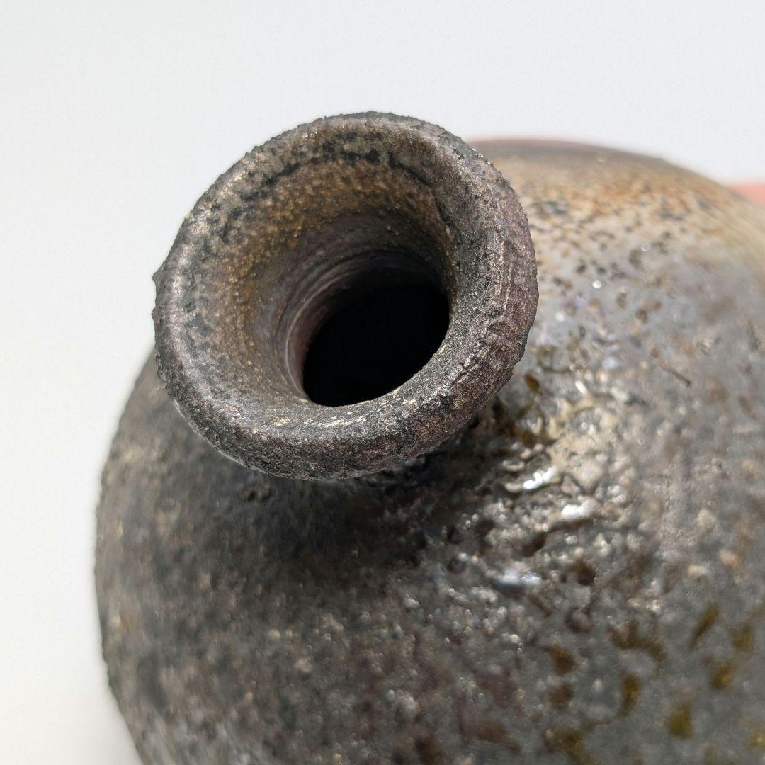 岩本政一 備前焼 窯変徳利 共箱共布栞 とっくり 酒器 食器 一輪挿し